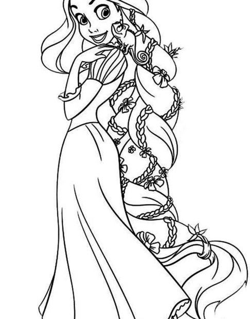 Księżniczka z długimi włosami - kolorowanka dla dziewczyn