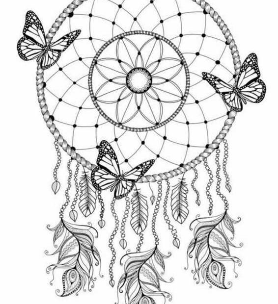 Makrama z motylami jako Mandala do kolorowania