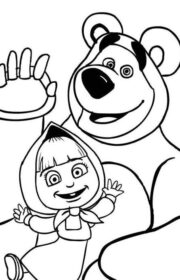 Malowanka Masza i Niedźwiedź dla dzieci