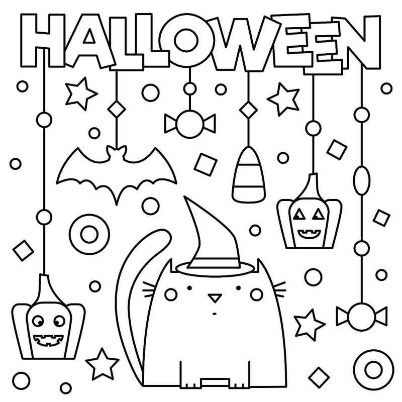 Malowanka z napisem Halloween do wydruku