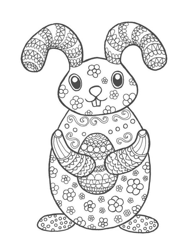 Mandala z króliczkiem wielkanocnym do wydruku jako kolorowanka