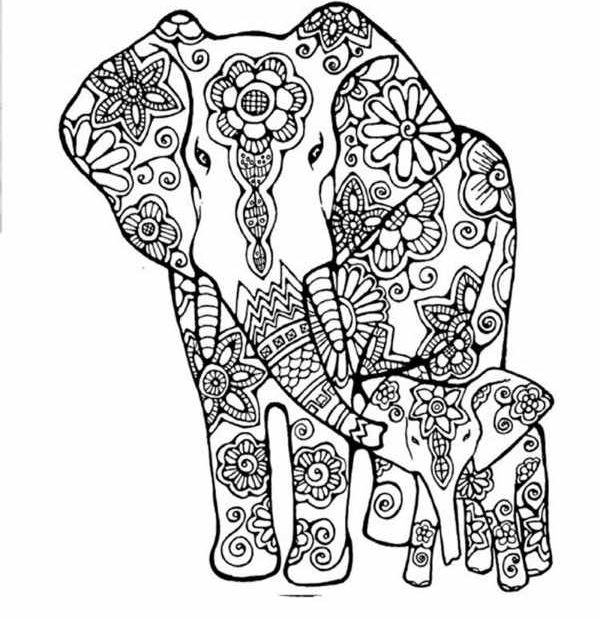 Mandala ze słoniem do wydruku