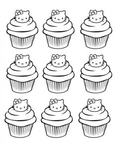 Muffinki z Hello Kitty - kolorowanka dla dzieci