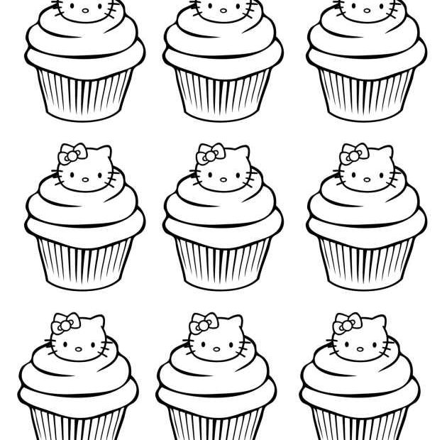 Muffinki z Hello Kitty - kolorowanka dla dzieci