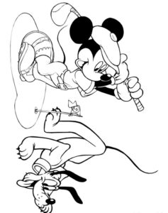 Myszka Mickey gra w golfa - darmowa kolorowanka