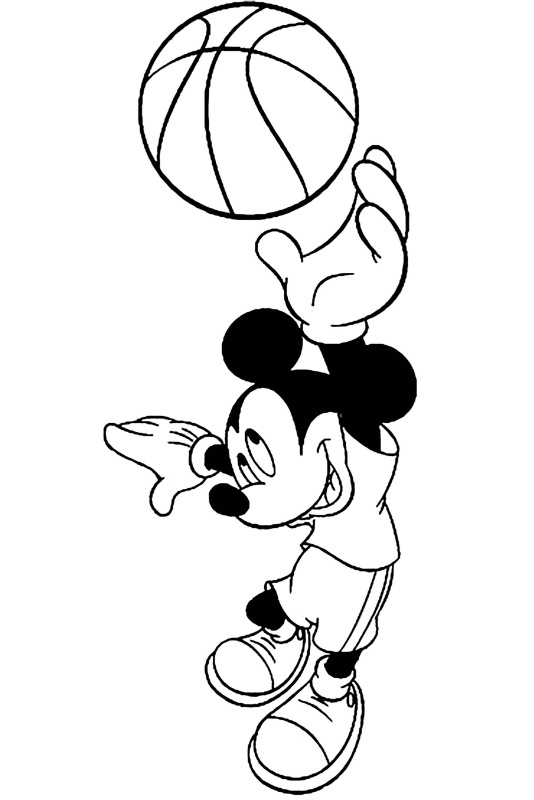 Myszka Miki gra w koszykówkę - kolorowanka dla dzieci