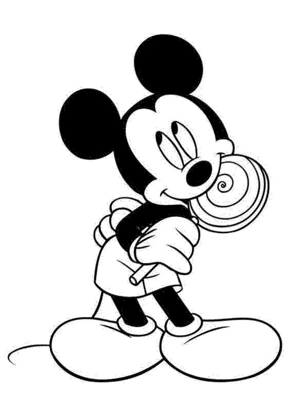 Myszka Miki z lizaczkiem - kolorowanka dla dzieci