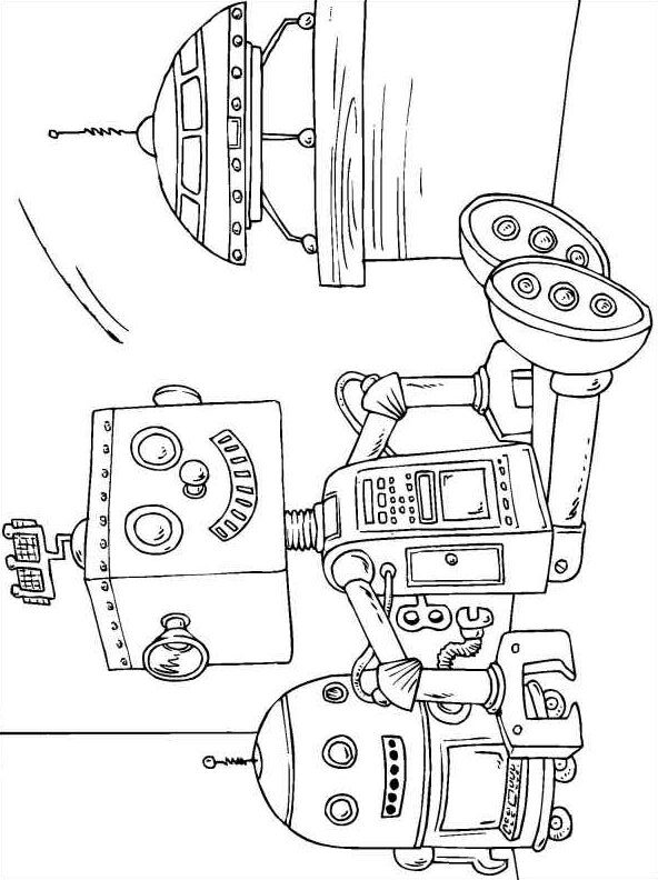 Obrazek do kolorowania z dwoma robotami