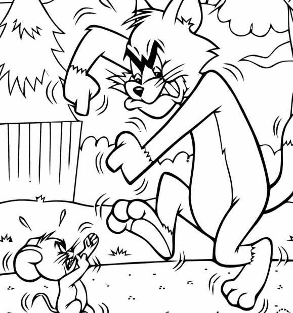 Obrazek do kolorowania z Tomem i Jerry'm