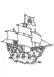 Okręt piratów - kolorowanka dla dzieci