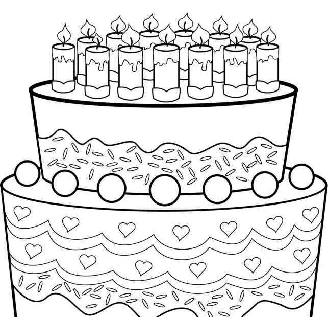 Ozdobiony tort na urodziny - malowanka dla dzieci