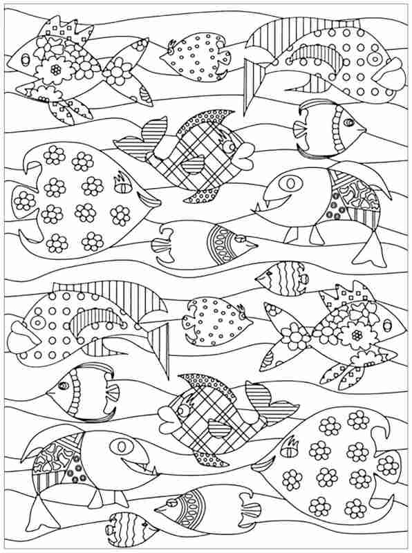 Piękna kolorowanka z rybkami do druku