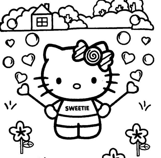 Piękny obrazek do kolorowania Hello Kitty