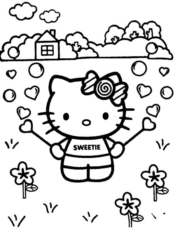Piękny obrazek do kolorowania Hello Kitty