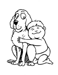 Pies i jego właściciel - kolorowanka rysunkowa do wydruku