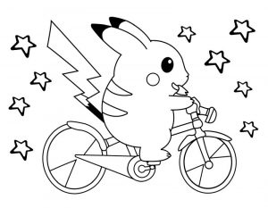 Pikachu na rowerze kolorowanka dla dzieci