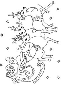 Renifery Świętego Mikołaja kolorowanka dla dzieci