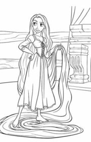 Roszpunka i jej długie włosy - kolorowanka z Zaplątanych