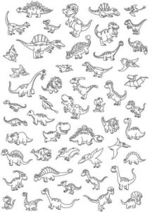 Rysunek dla dzieci z dinozaurami do wydruku