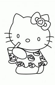 Rysunek Hello Kitty jako kolorowanka dla dzieci