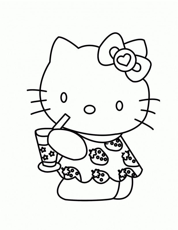 Rysunek Hello Kitty jako kolorowanka dla dzieci