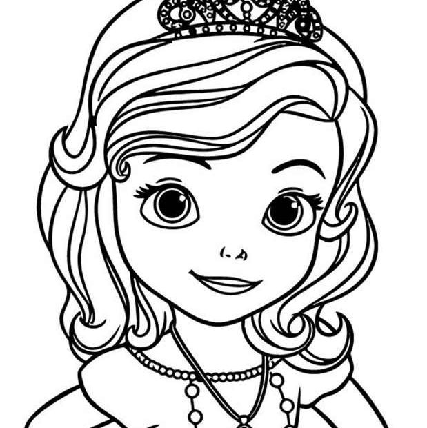 Rysunek kolorowanka z księżniczką w koronie
