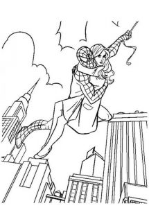 Spiderman ratuje Mary Jane - kolorowanka dla dzieci