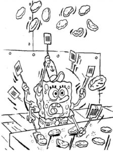 SpongeBob gotuje - kolorowanka do druku w PDF