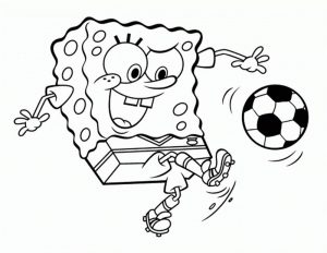 SpongeBob gra w piłkę nożną - kolorowanka