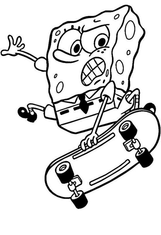SpongeBob jedzie na deskorolce - kolorowanka