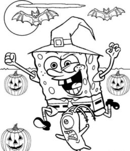 SpongeBob świętuje Halloween - kolorowanka do druku