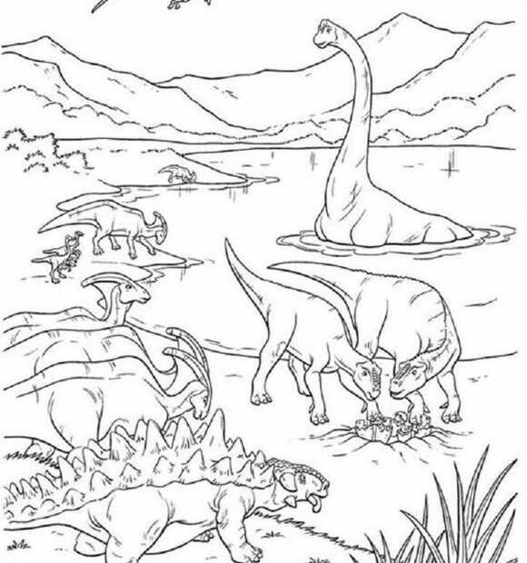 Świat dinozaurów kolorowanka do druku
