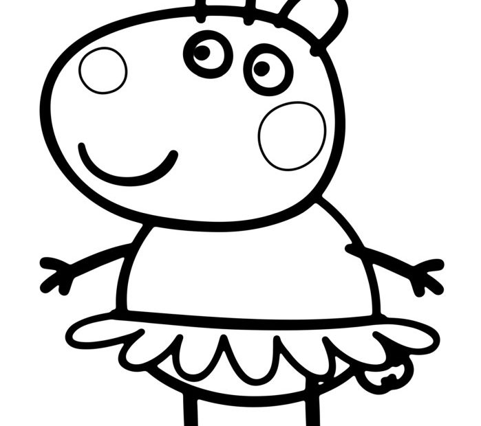 Świnka Peppa w sukience - kolorowanka do wydruku