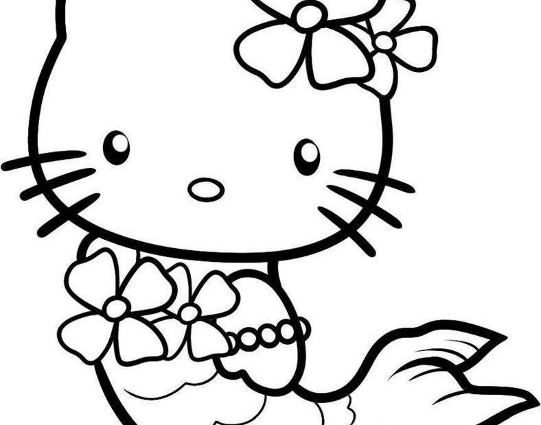 Syrenka Hello Kitty - kolorowanka dla dzieci