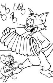 Tom i Jerry grają na instrumentach - obrazek do kolorowania