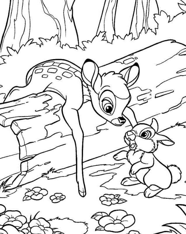 Tuptuś i Bambi darmowa kolorowanka dla dzieci