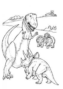 Walczące dinozaury - darmowa kolorowanka do druku