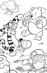 Zabawy Puchatka z Tygryskiem - malowanka dla dzieci