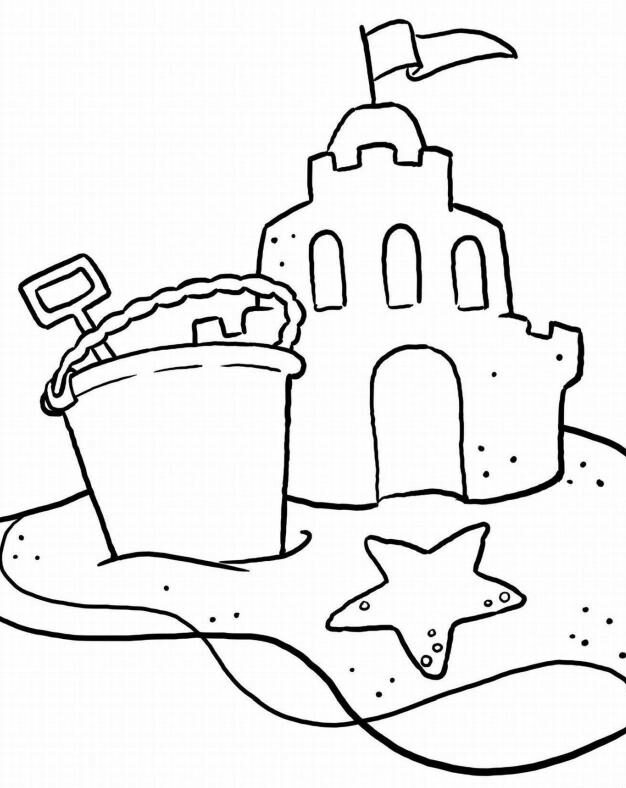 Zamek na piasku do kolorowania dla dzieci