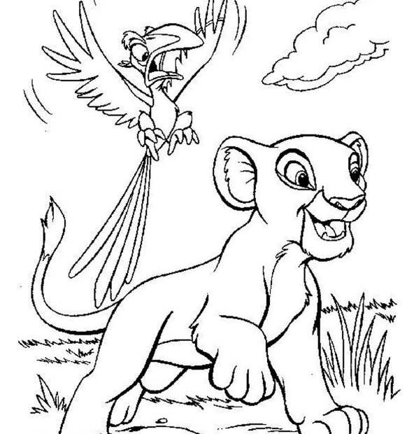 Zazu i Simba kolorowanka dla dzieci
